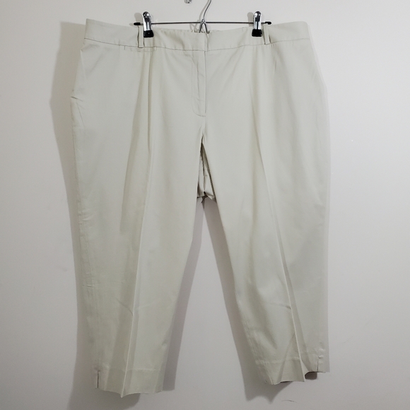 Talbots Heritage Cropped Khaki Tan Beige Elastic Waist Pants NWT Size 22W Petite - Picture 2 of 11